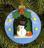 Blue Ball with Snowman<br>Ulbricht Ornament